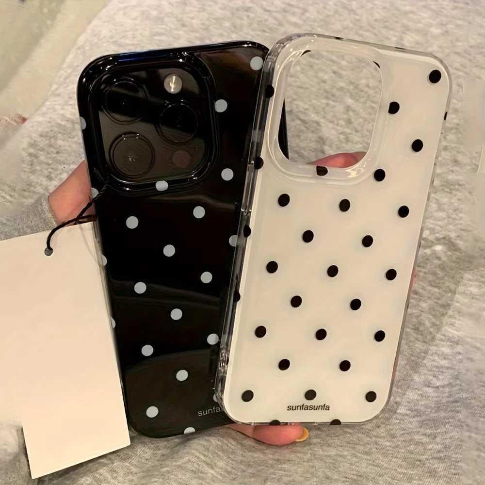 Minimalist Black White Polka Dot Phone Case For iPhone 17 Air 16 Pro Max 15 14 Plus 13 12 Mini 11 Shockproof Silicone Back Cover C260314