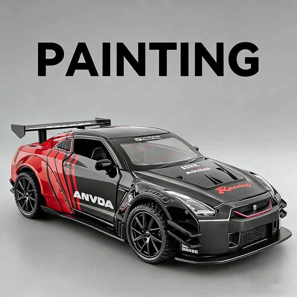 132 Scale GTR R50 Miniature Sports Car Alloy Diecast Model Toys Doors Opened with Sound Light Pull Back Vehices Childrens Gift D260317