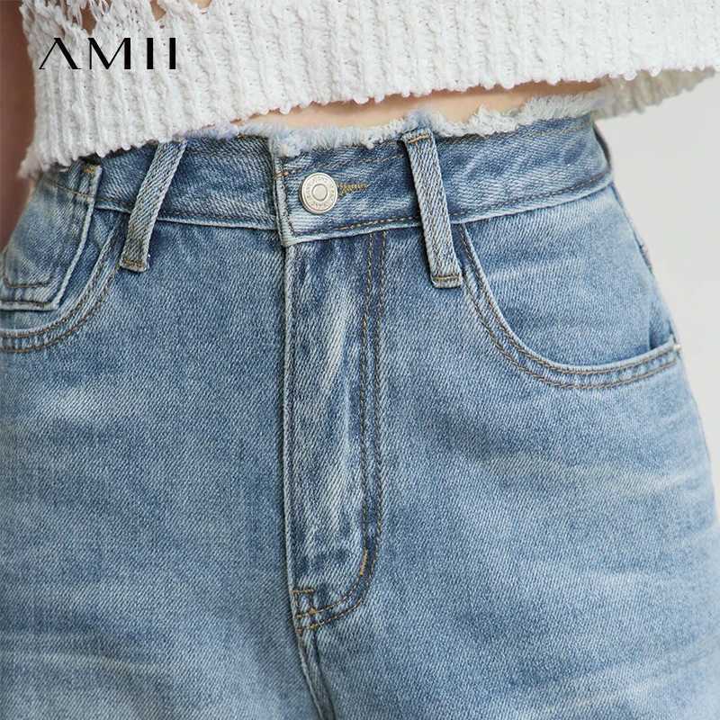 AMII Minimalist Blue Jeans Women 2025 Autumn New Versatile Denim Wide Leg Pants Low Waist Thin Casual Loose Trousers 12542121T260317