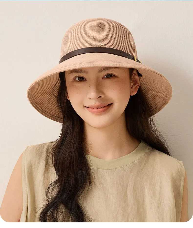 Woven Womens Summer Straw Hat with Wide Brim Sun Protection Sun Hat Versatile Fishermans Hat with Elegant Appeal H260317 - view 3