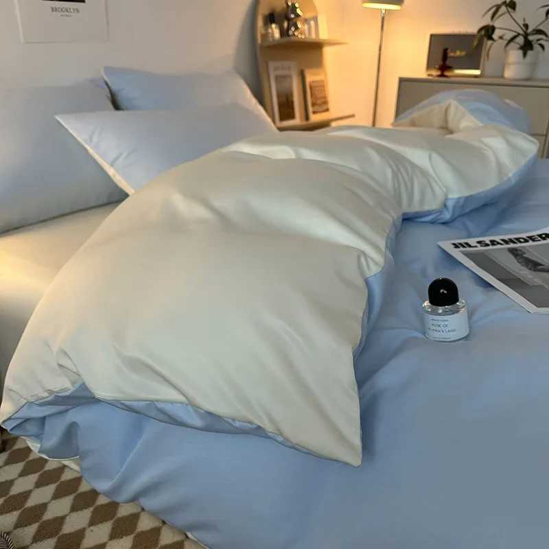 Summer 2025 Solid Color Cool Bed Sheet Set Ab Double-Sided Skin Friendly Nude Sleeping Bed 4-Piece Set 15/18/20M Bedding D260317