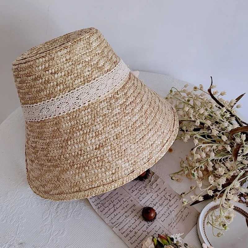 LolitaStyle Straw Hat for Women Girls French Tea Party Hat Lace Patchwork Bonnet Handwoven Sun Hat Summer Headgear H260317 - view 4