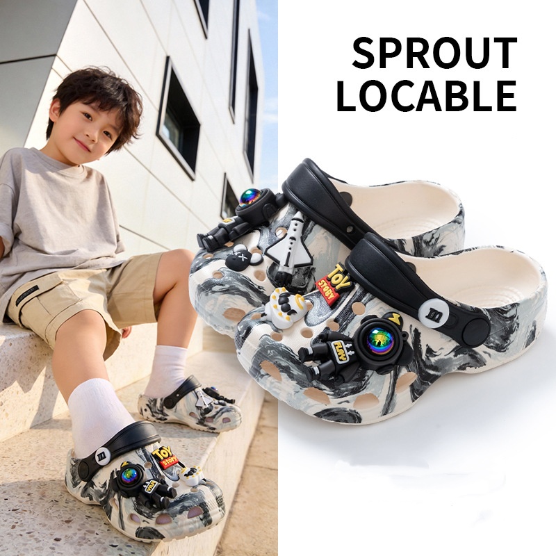 Kids Casual Clogs Toddler Sandals Space Theme Slippers Non-Slip Kids Shoes Soft EVA Slippers Summer Beach Shoes Pool Shower Slippers Indoor Outdoor Sl