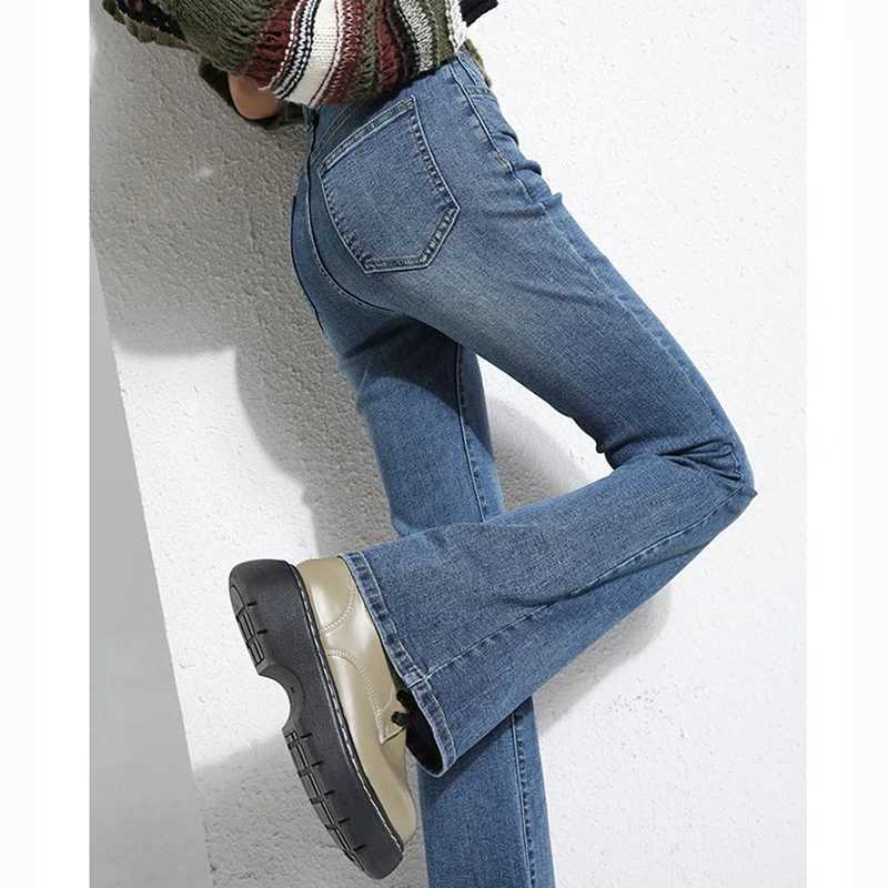 Women Straight Leg Thin Flared Jeans Lady Korean Fashion High Waist Denim Pants Female Casual Retro Designer Trousers M260317