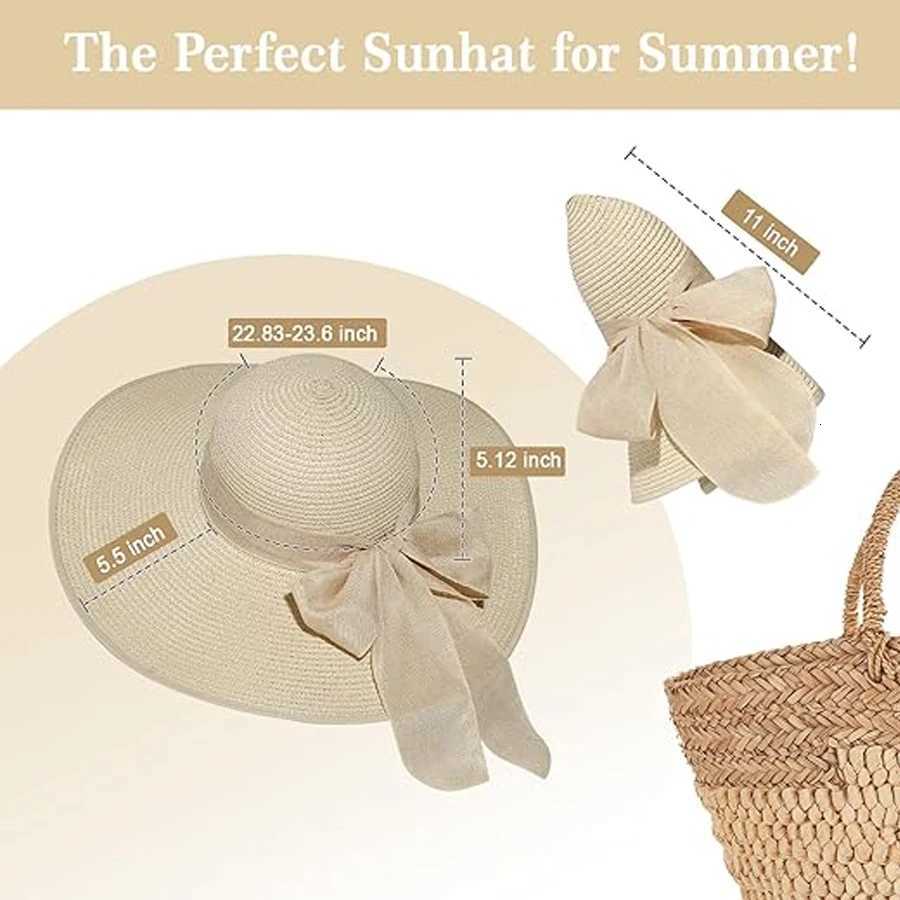 Ladies hats spring and summer new styles large brimmed straw hats summer UV resistant sun hats foldable bow shaped sun hats H260317 - view 4