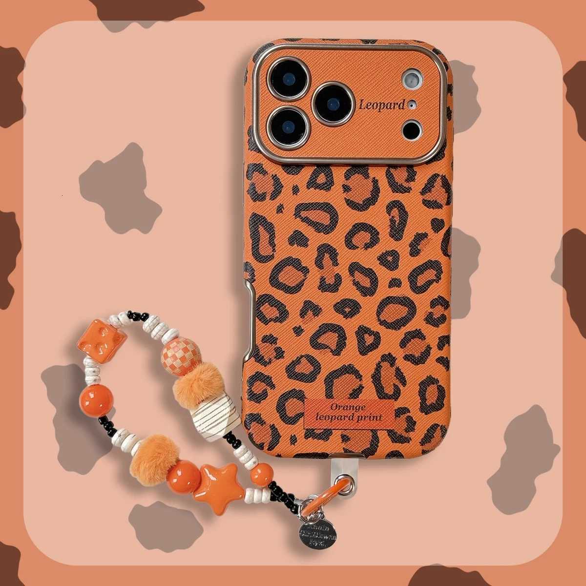 Stylish Orange Leopard Print Phone Case Cpatible with iPhone 17 17 Pro 17 Pro Max 16 15 14 and Pro Max Soft Case C260314
