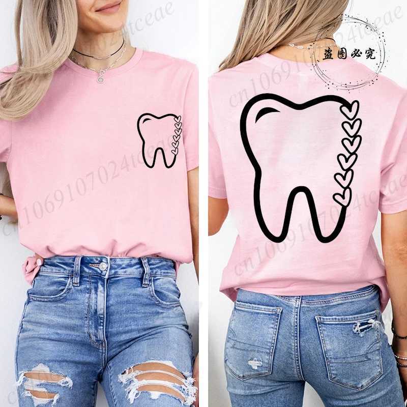Women Dental Graphic T Shirt Clothes Funny Letter Print T-Shirts Short Sleeve Tee Shirts Summer Fashion Female T-Shirts Clothing M260317
