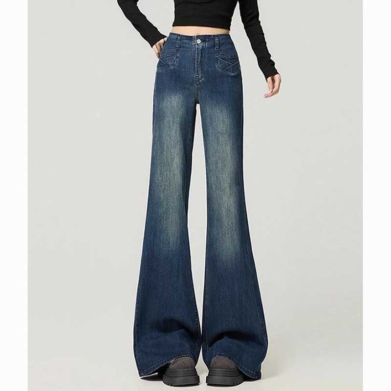 Classic Fashion s High Waist Jeans Lady Korean Solid Casual Denim Trousers Women Retro Slim Fit Straight Leg Pants M260317