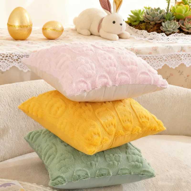 Decorative pillow cover Easter pillow cover Easter egg plush pattern bedside cushion Invisible Zipper D260317