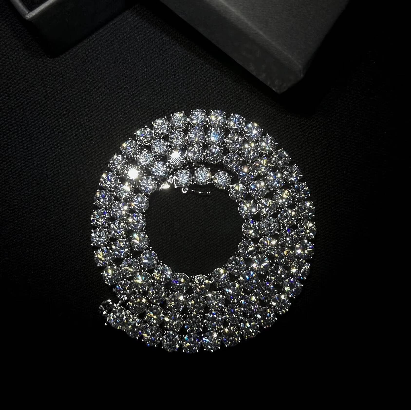 Luxury Iced Out VVS Moissanite Tennis Chain Fine Jewelry Hip Hop Necklace 925 Sterling Silver Moissanite Necklaces For Unisex