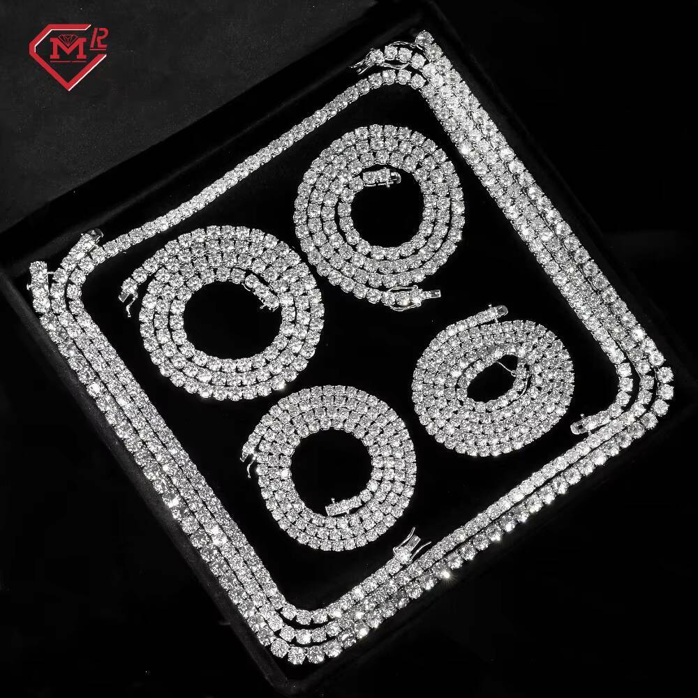 3mm Lab Grown Diamond Tennis Chain Necklace Bracelet IGI Certified 925 Silver Tennis Diamond Chain