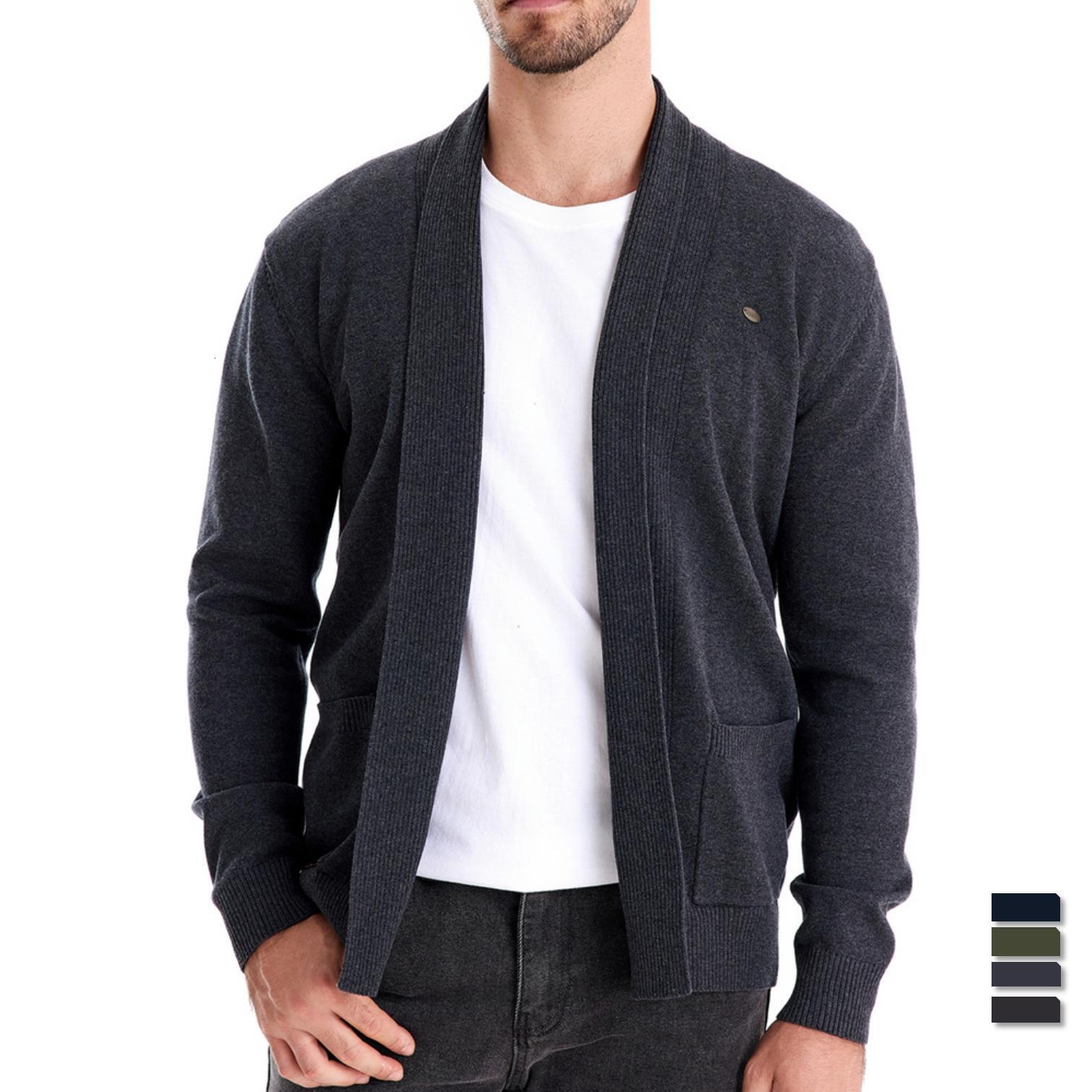 Men's Casual Autumn Cardigan Sweater Highquality Hoodie Business Knitwear Solid Polo Shirt Color Men's Top
