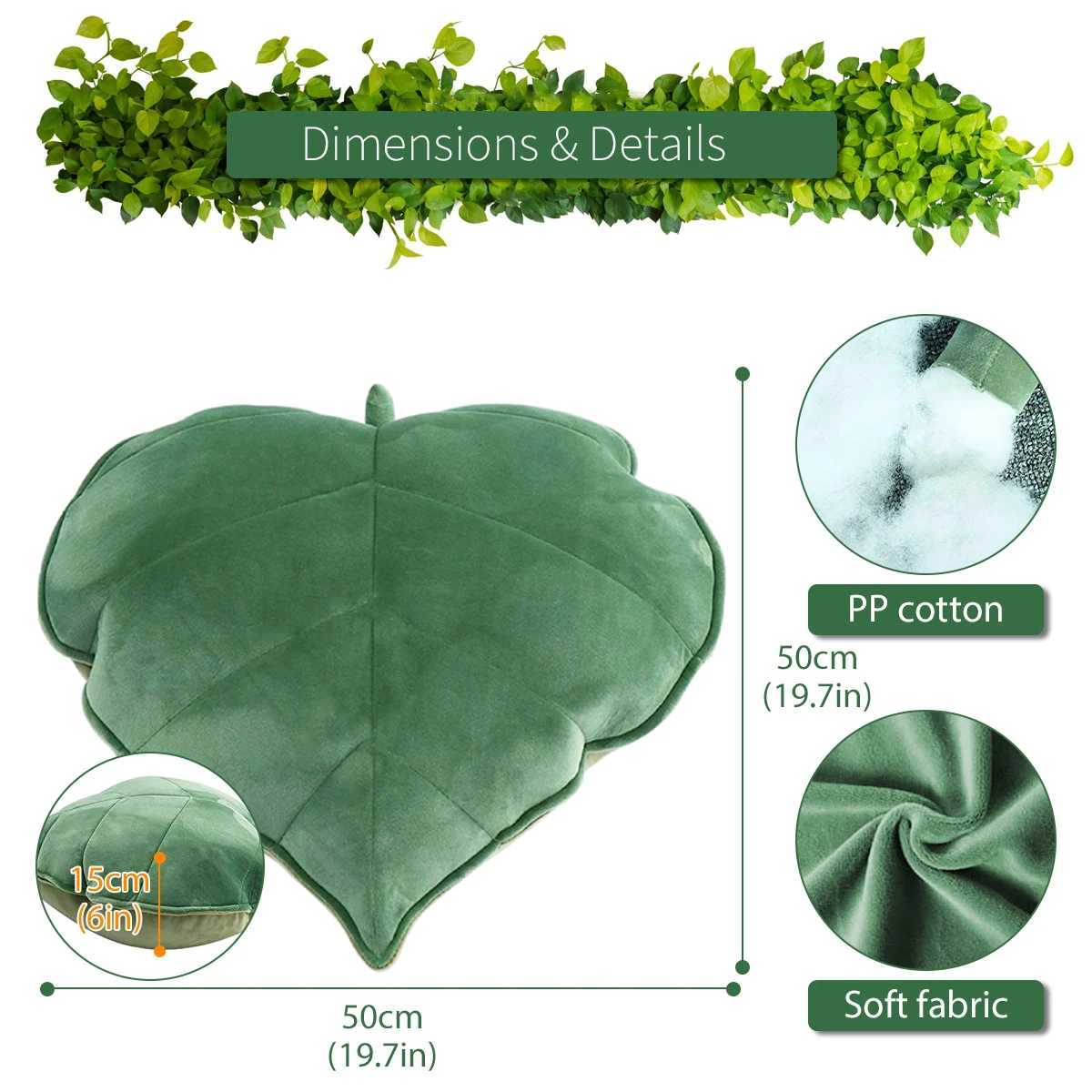 3D Leaf Throw Pillow Decorative Plant Pillow Soft Plush Leaf Shaped Cushion Novelty Plush Backrest Pillow Plant Sleeping Cushion D260317