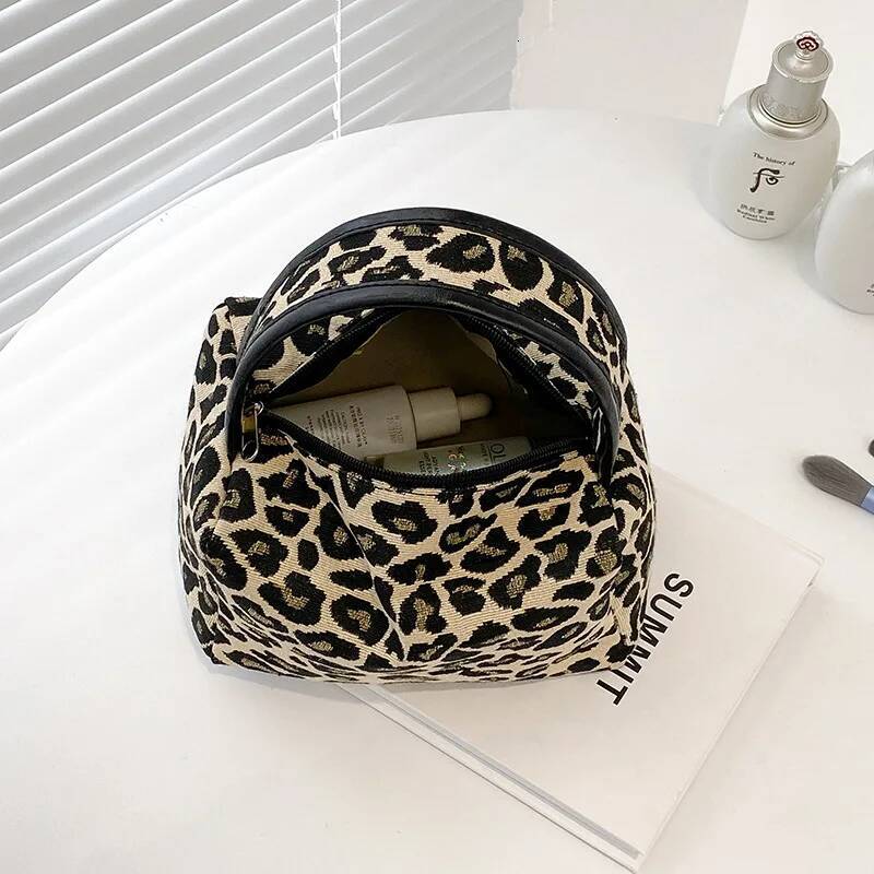 Cosmetic Fashion Bags Leopard Print Handbags Casual Toiletry Bags Women's & Handbags Portable Large Capacity Storage Bags
