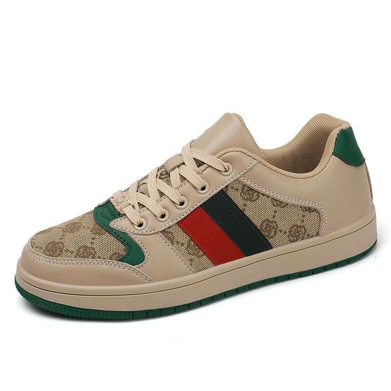Vintage Canvas Leather Skate Shoes For Men Women Green Red Stripe Casual Sneakers Lightweight Breathable Non-Slip Daily Walking Tennis Shoes Plus Size