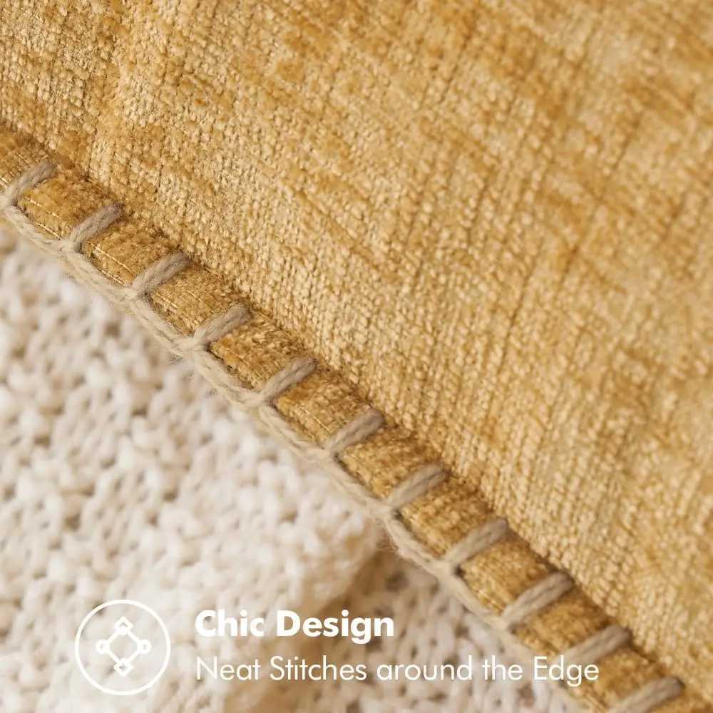 Couch Throw Pillow Covers 18x18 Inch Blue Yellow Cushion Cover with Stitched Edge Soft Chenille Solid Dyed Pillowcase Home Decor D260317