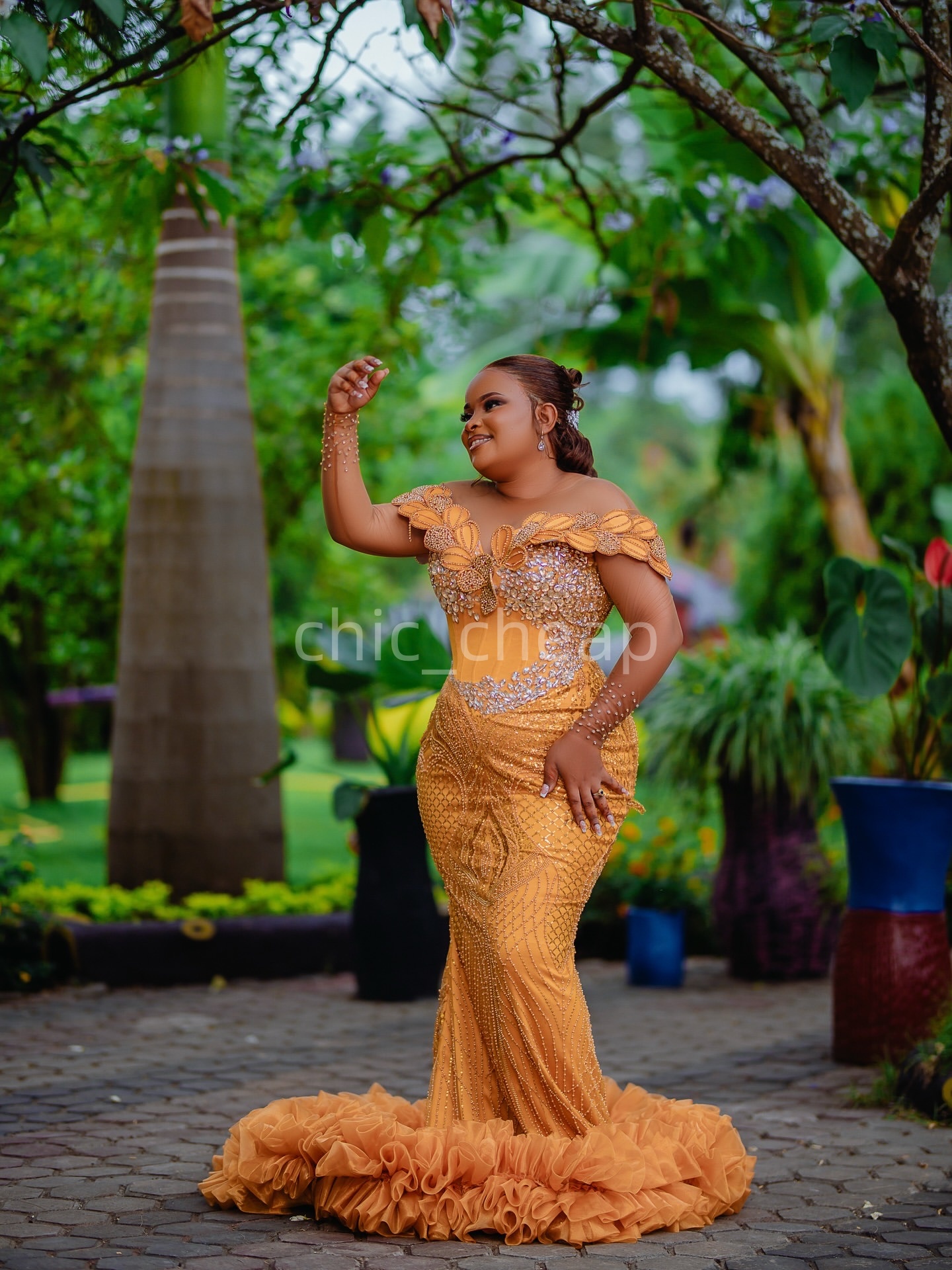 2K26 Gold Prom Dress 2026 Mermaid Prom Dress Florals Crystals Sheer Neck Sequined Evening Dresses Birthday Party Formal Receiption Gowns Dresses ZJ064