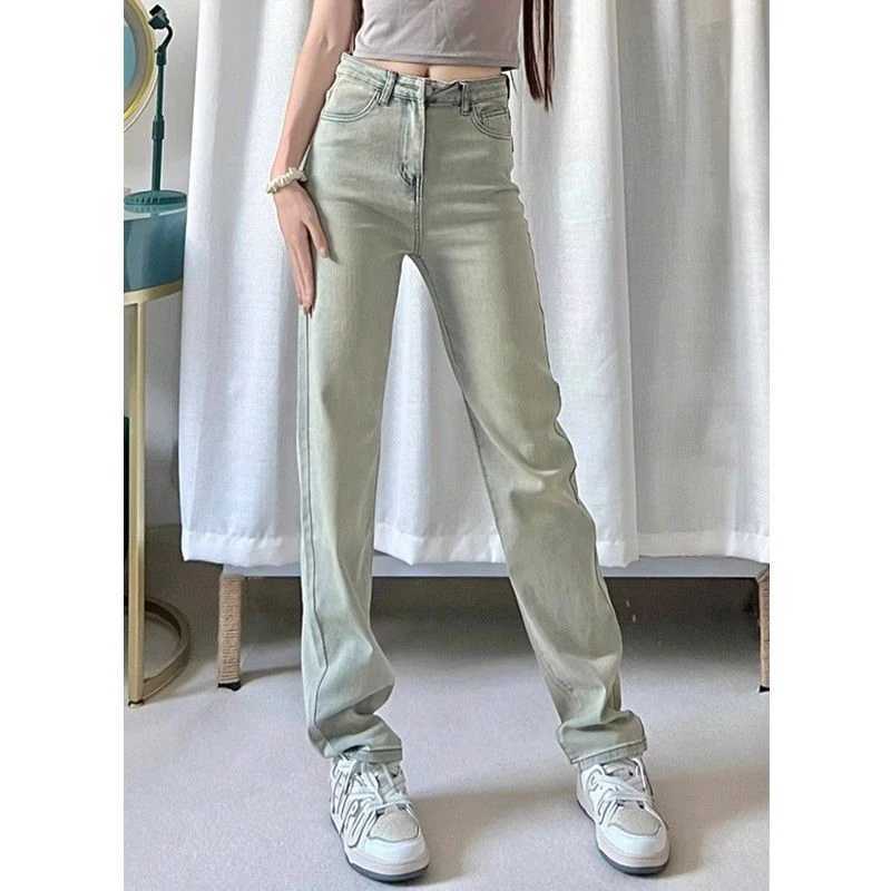Chic Retro High Waist Straight Leg s Jeans Hot Sale Lady Classic Solid Denim Trousers Female Casual Thin Long Pants M260317
