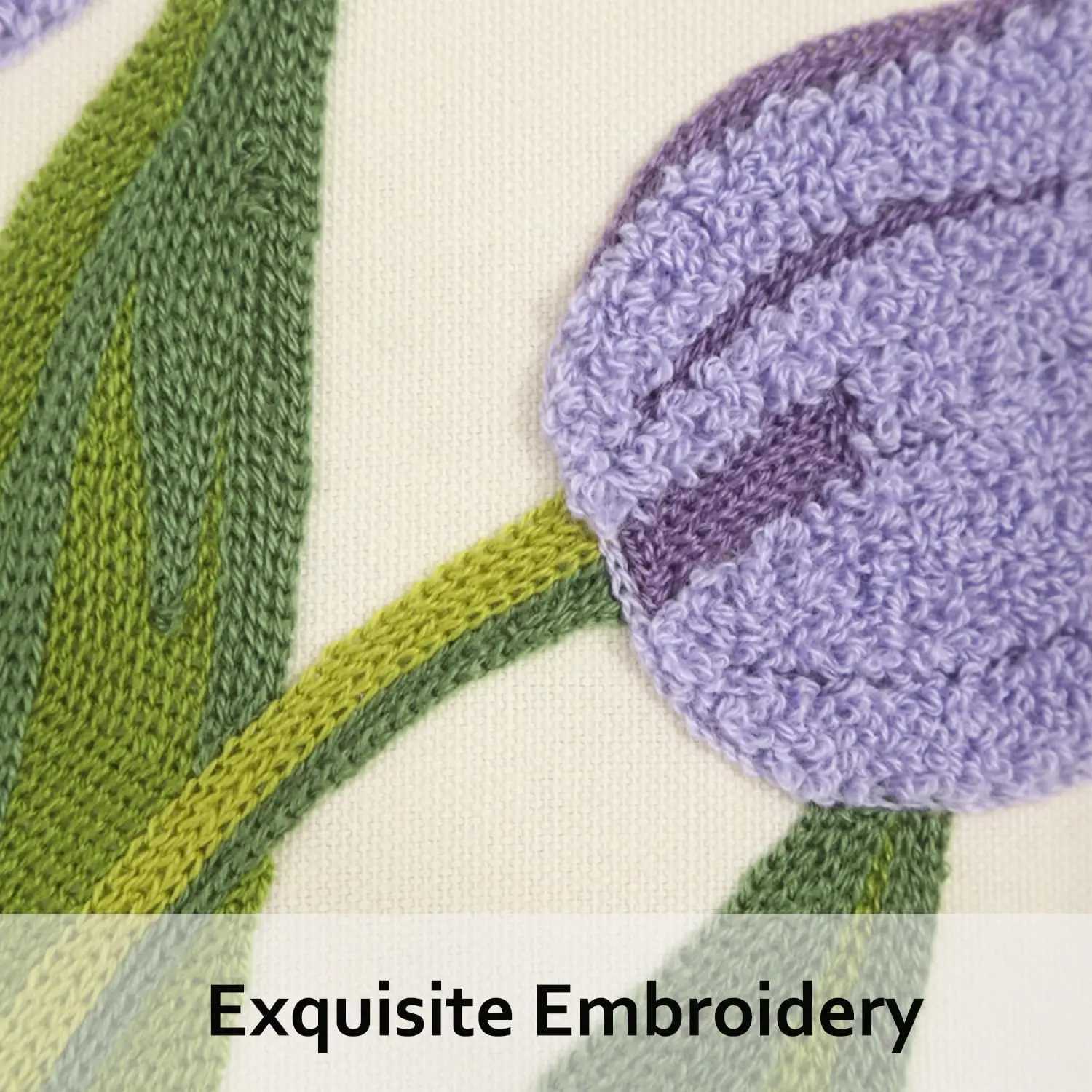 Farmhouse Tulip Cotton Tufted Throw Pillow Cover Spring Floral Embroidery Pillowcase Soft Square Cushion Case for Sofa Couch Bed D260317