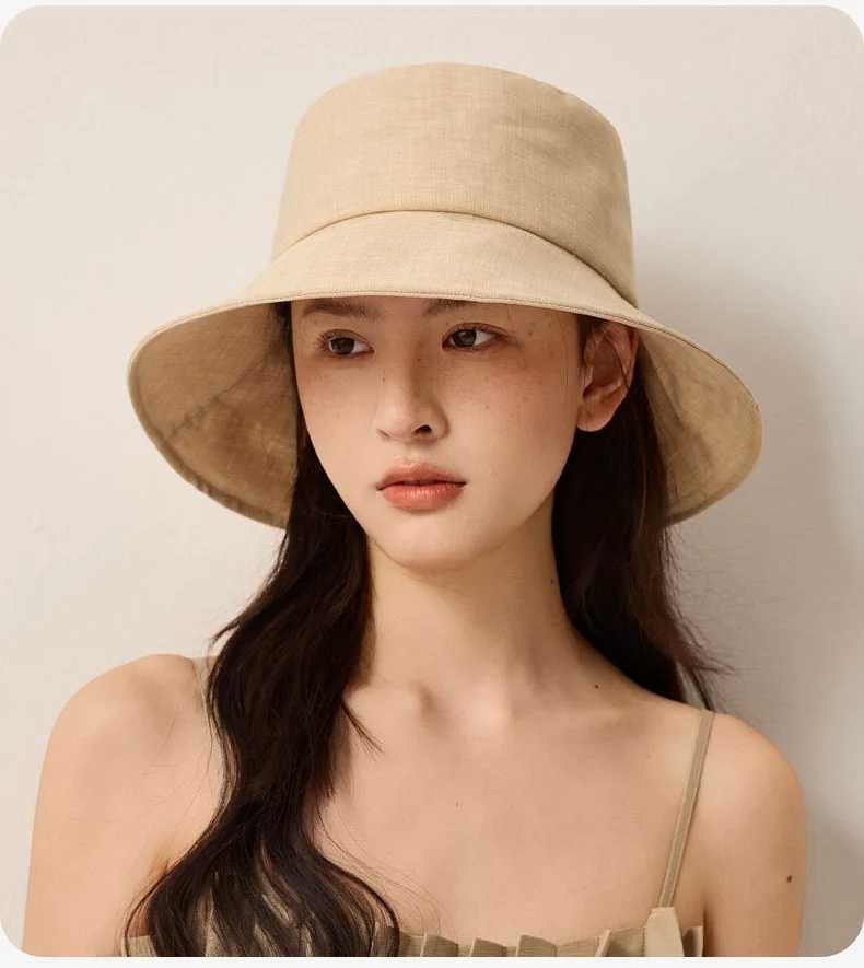 Cotton-Linen Sun Hat for Women Solid Colour Fishermans Hat with Back Split and Bow Solid Colour Sun Hat H260317 - view 4