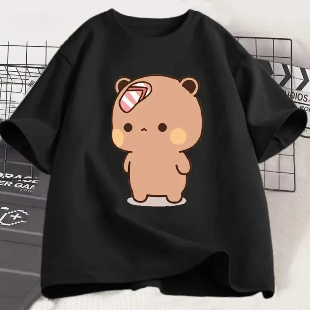 Kawai Panda Bear Bubu Throwing Flip Flop To Dudu T-shirt Men Women Funny Couple T Shirt Casual Fashion Cute Tshirt Valentines M260317