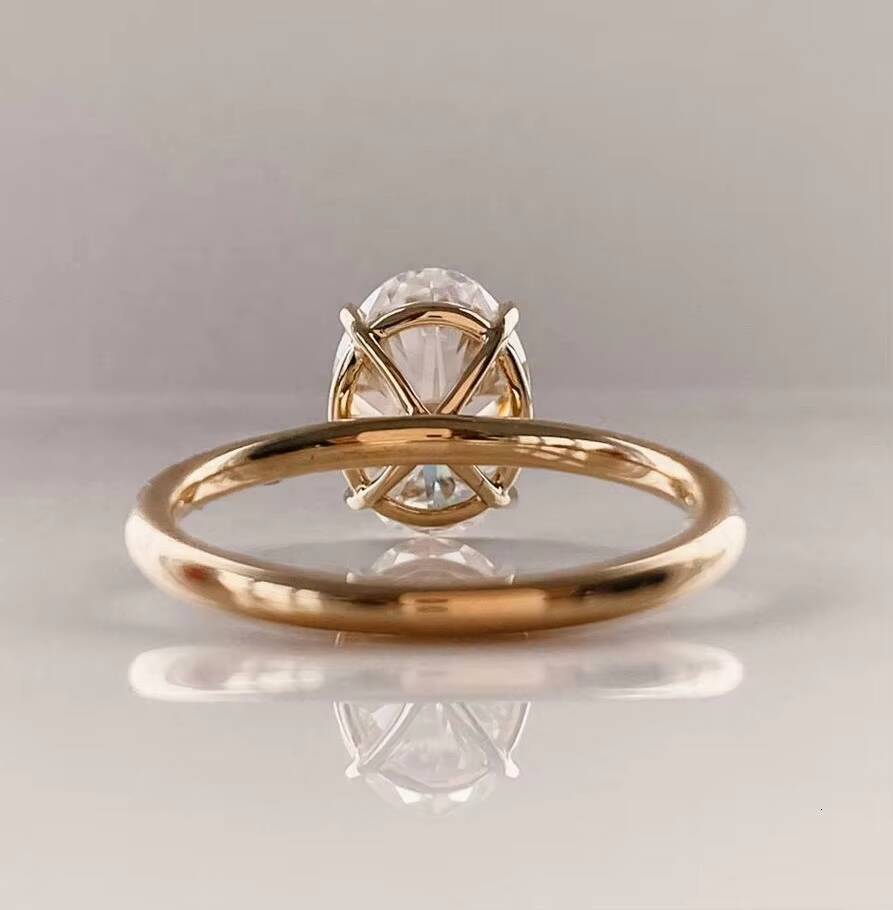 Lab Grown Created Diamond Classic High Quality IGI Certified Engagement Ring 14k 18k Solid Gold White Gold Oval Jewelry Women