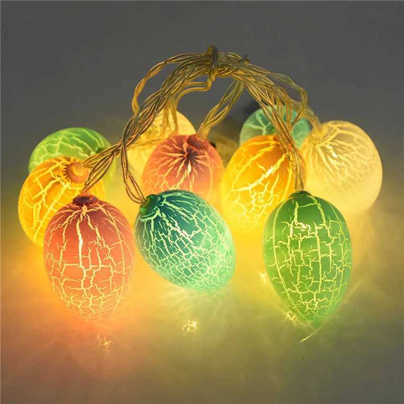 15M/10LED Easter Egg Crackle String Lights Hanging Chandelier for Bedroom Party Ambience Decoration Colorful Lighting H260316