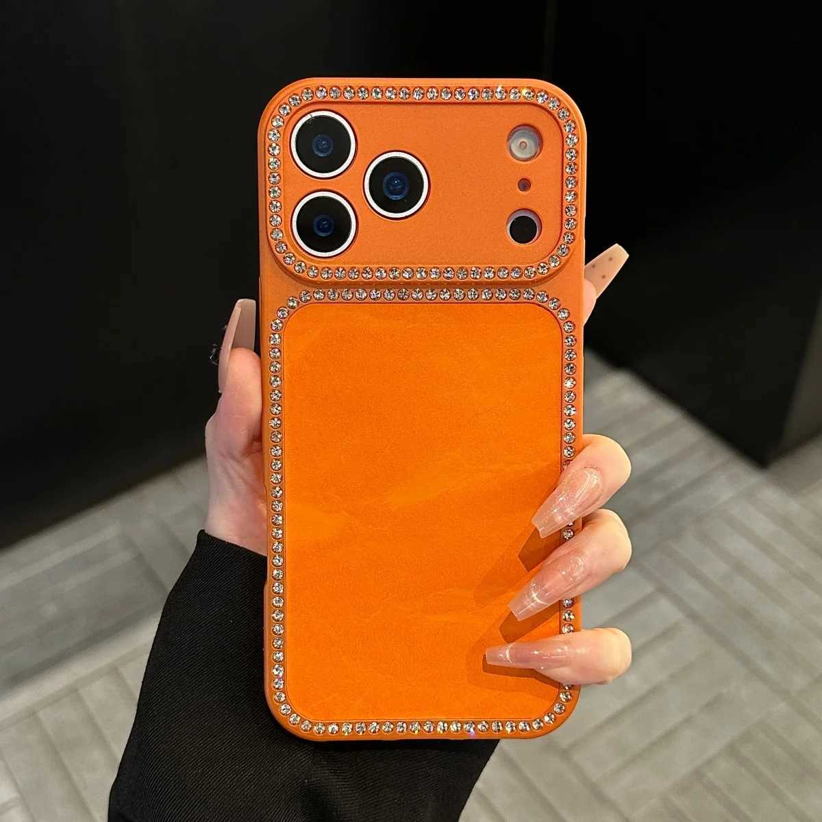 Luxury Shiny Diamond Snow Mountain Velvet Phone Case For iPhone 17 16 15 14 13 Pro Max Acrylic Large Window Shockproof Cover C260314