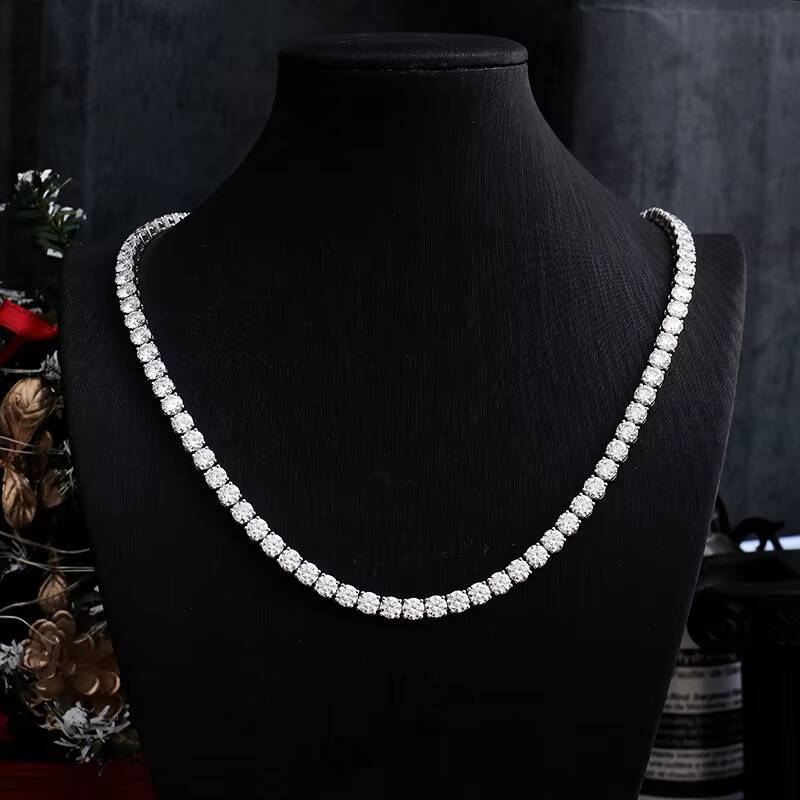 Hiphop Miami Man/women Round Brilliant Cut 03ct to 04ct Lab Grown Diamond Tennis Necklace18inches 20inches 24inches