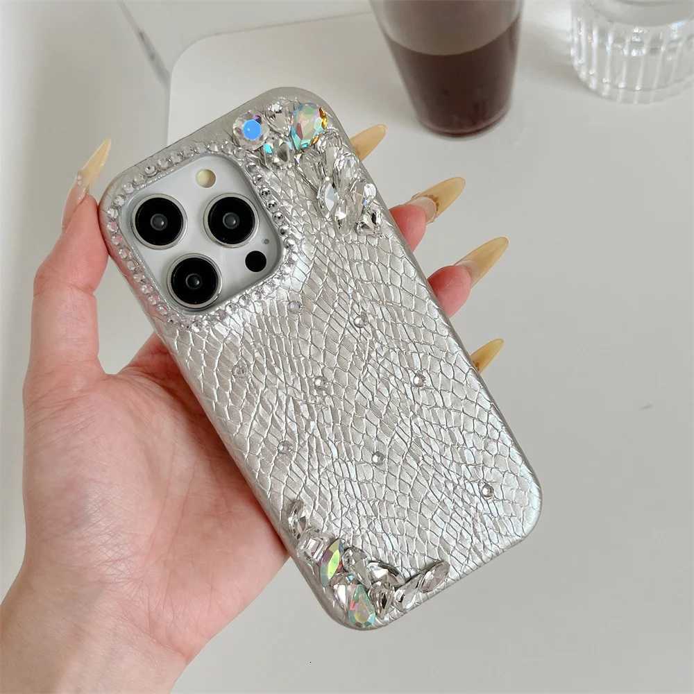 Luxury Flash drill Gem leather stylish phone case for iPhone 13 14 15 16 17 Pro Max 15 plus 17 Air cover Korean INS cute Fundas C260314