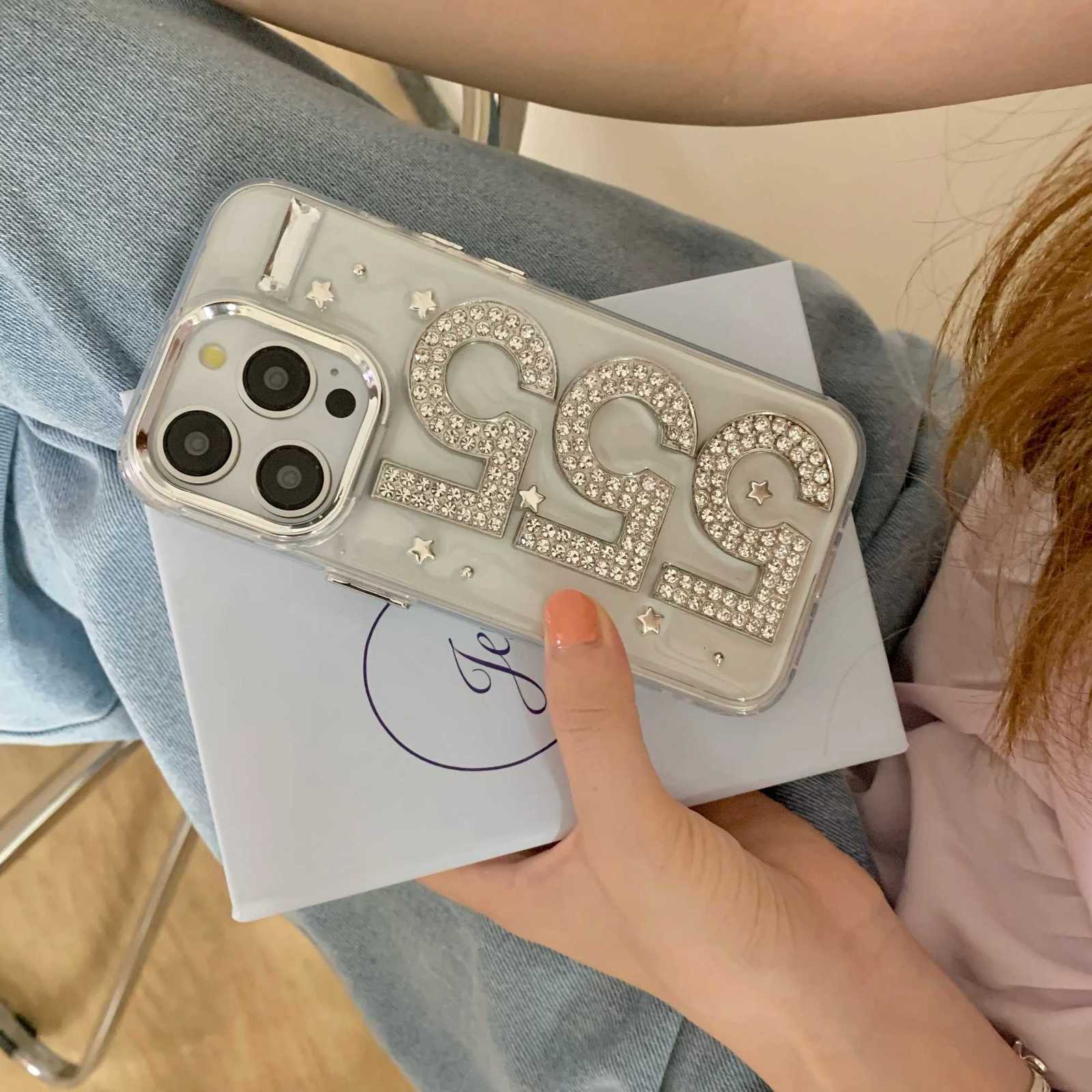 Korean Stylish Glittering Zircon 555 Fashionable Chic Case for iPhone 17 16 15 14 13 11 Pro Max Back Phone Cover for 12 Pro Max C260314