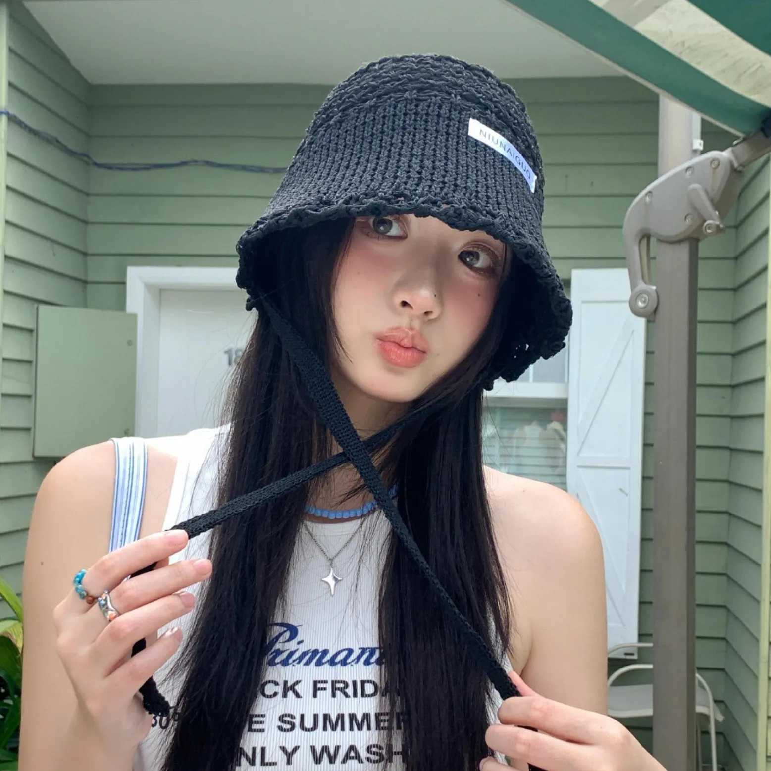 Womens Sun Hats Fashion Blue CapWoven Fishermans Hat Summer Large Brim Sunshade Basin Hat Light Breathable Sun Protection Hat H260317 - view 4