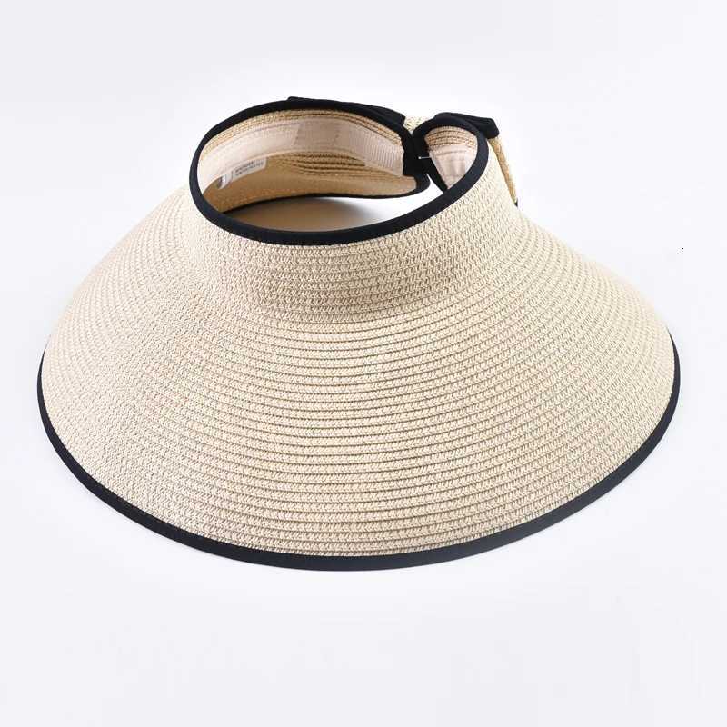 Summer Empty Top Straw Hat For Women Foldable Wide Large Brim Bowknot Sun Hat Travel Beach UV Protection Caps H260317 - view 5