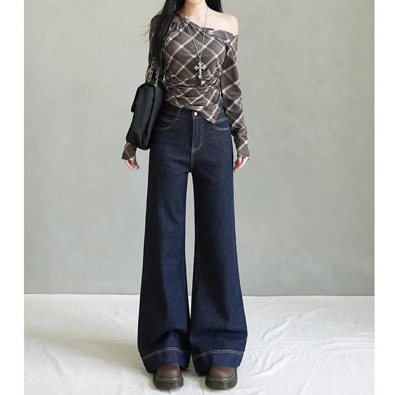 s Korean Fashion Straight Jeans Women High Waist Casual Denim Pants Female Designer Baggy Wide Leg Trousers M260317