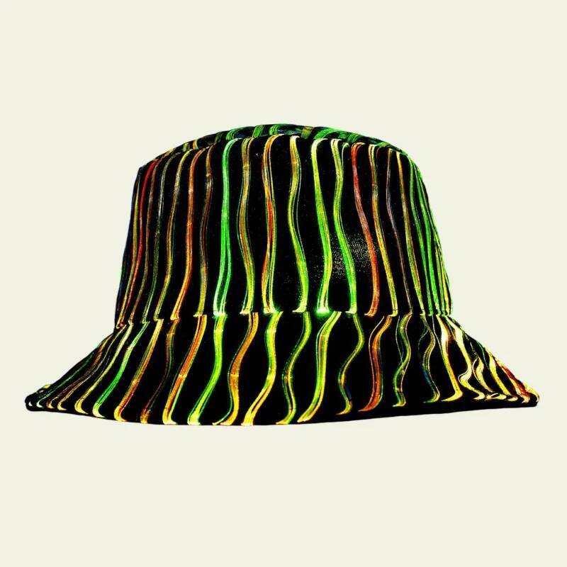 New Arrival Colorful LED Intelligent Luminous Night Club Cap Men Women Y2K High Street Optical Fiber Fabric Bucket Hat gorros