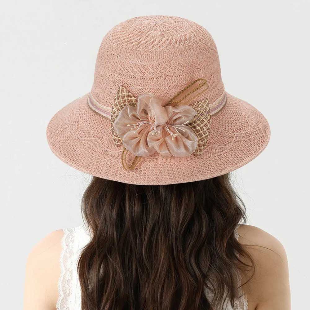 Fashion Sunscreen Beach Hat Casual Sun Cap Bucket Hat Bow Flowers Straw Hat Spring Summer Elegant Foldable Women Wide Brim Hat H260317 - view 4