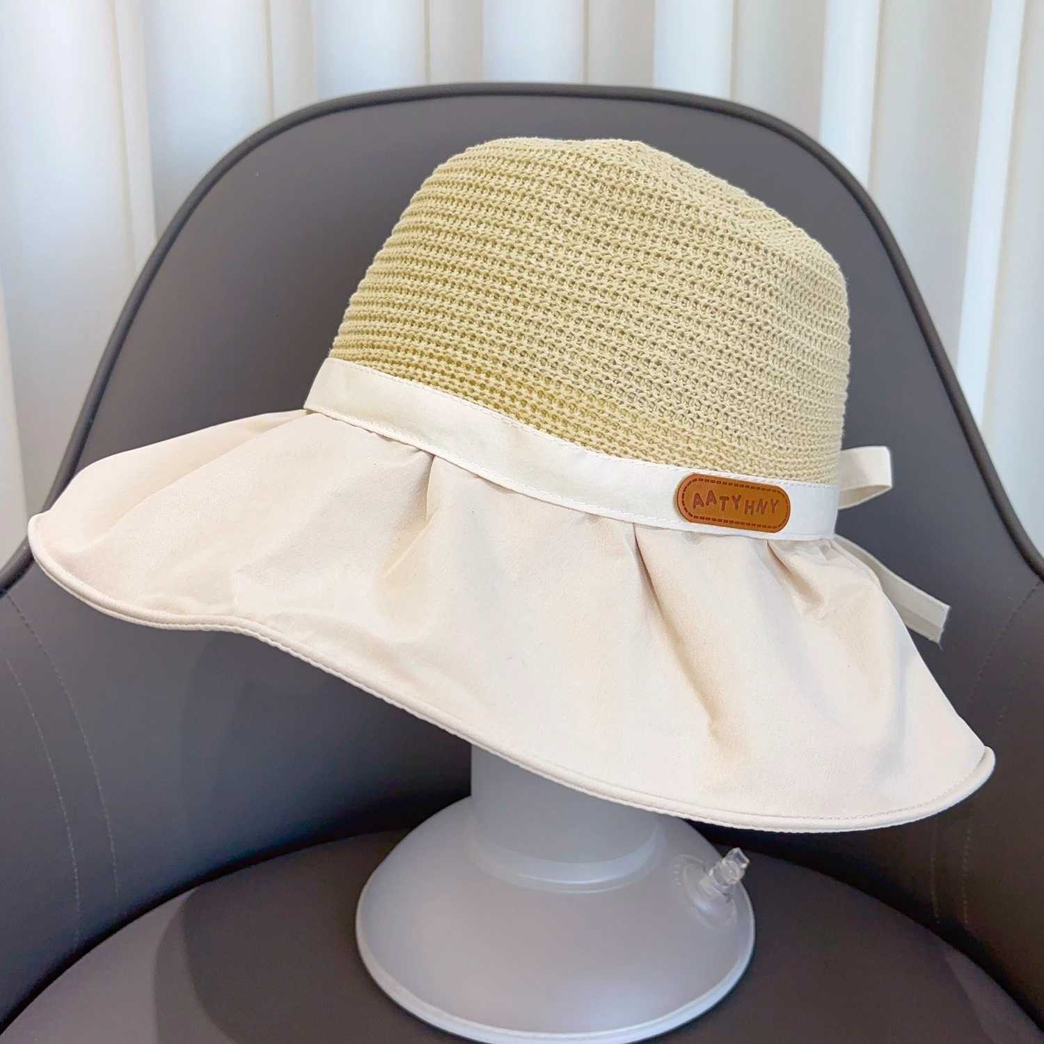Summer Women Bucket Hats UV Protection Sun Hats Soft Foldable Straw Woven Wide Brim Outdoor Beach Hat Panama Cap Sunshade Caps H260317 - view 5