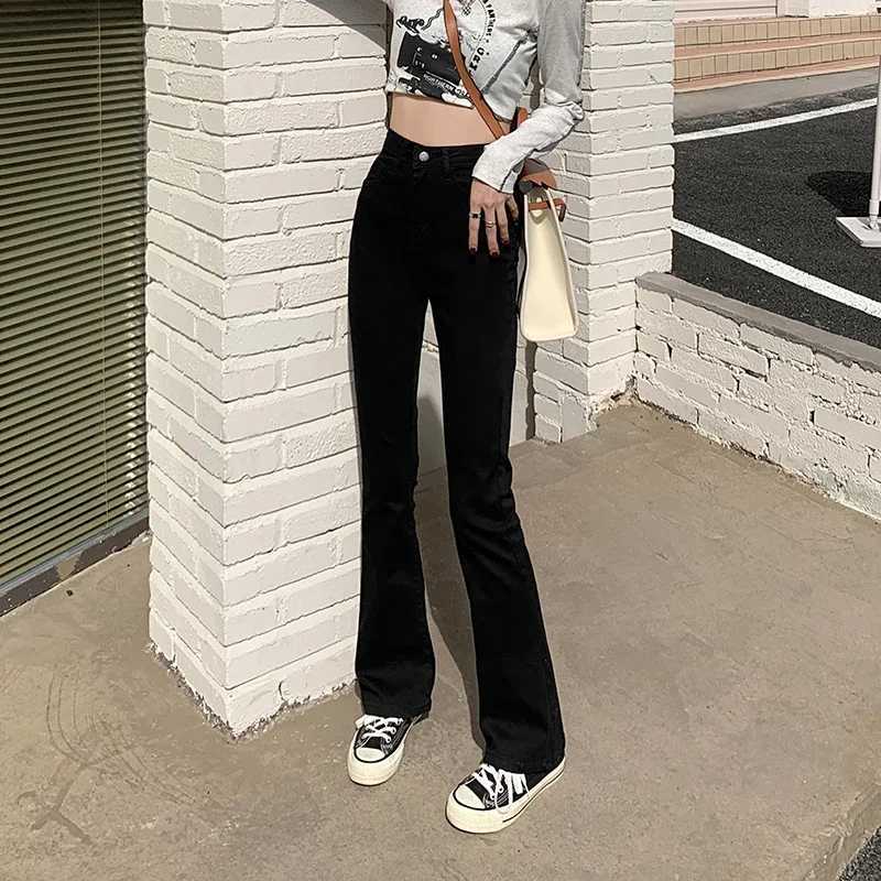 2026 Lady High Waist Thin Bell Bottom Jeans s Classic Fashion Denim Pants Hot Sale Female Solid Casual Trousers M260317