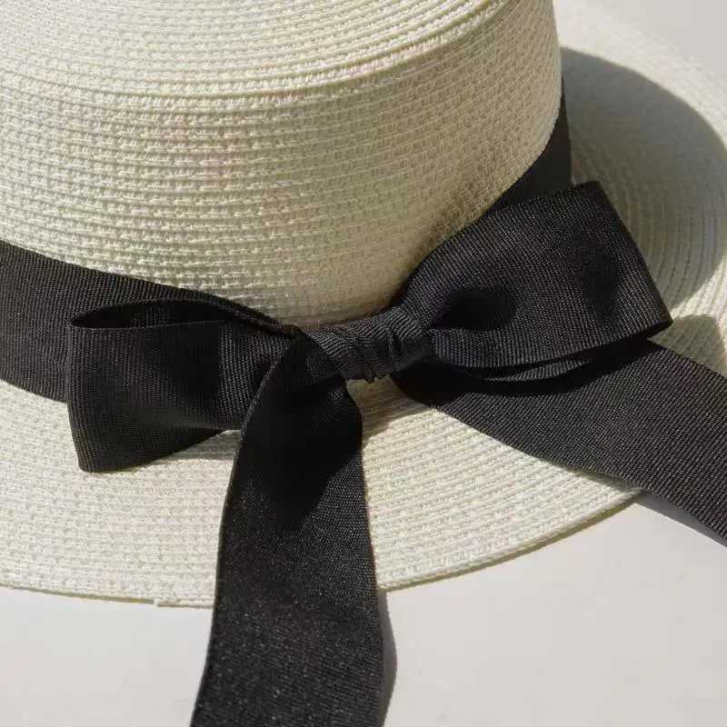 Spring Summer Classics Straw Hat Female Flat Top Bucket Hats Chapeu Sweet Bow Sombrero Mujer Fedora Sun Cap Panama Bob H260317 - view 7