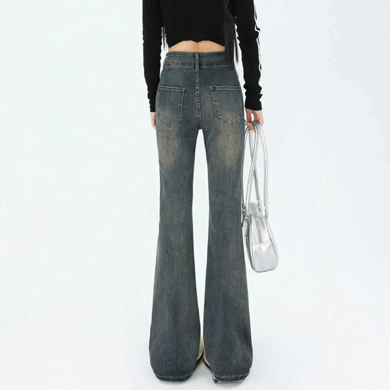 2026 Lady High Waist Thin Flared Jeans Hot Sale s Straight Leg Thin Pants Female Classic Korean Solid Leisure Trousers M260317