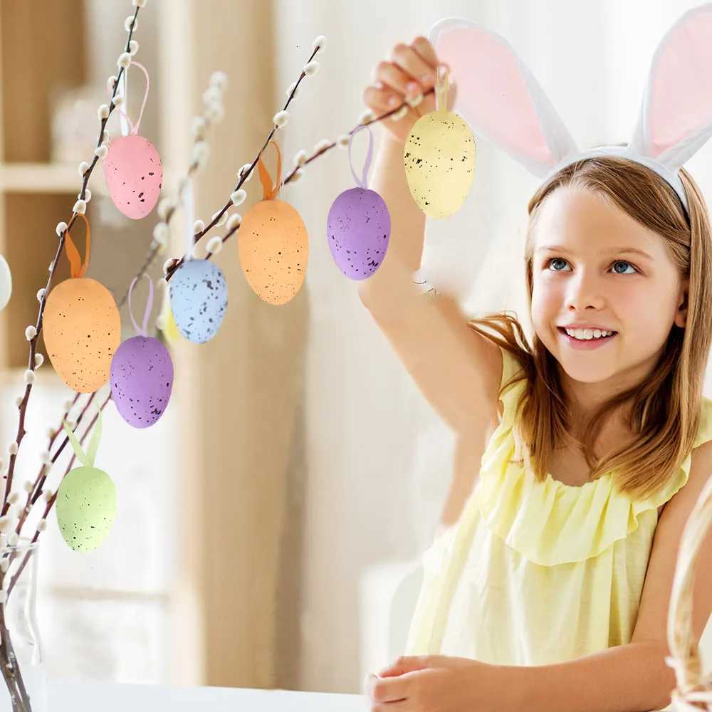 Easter Decor Supplies - 9PCS Hanging Spotted Foam Eggs - Imitation Easter Egg Ornaments H260316