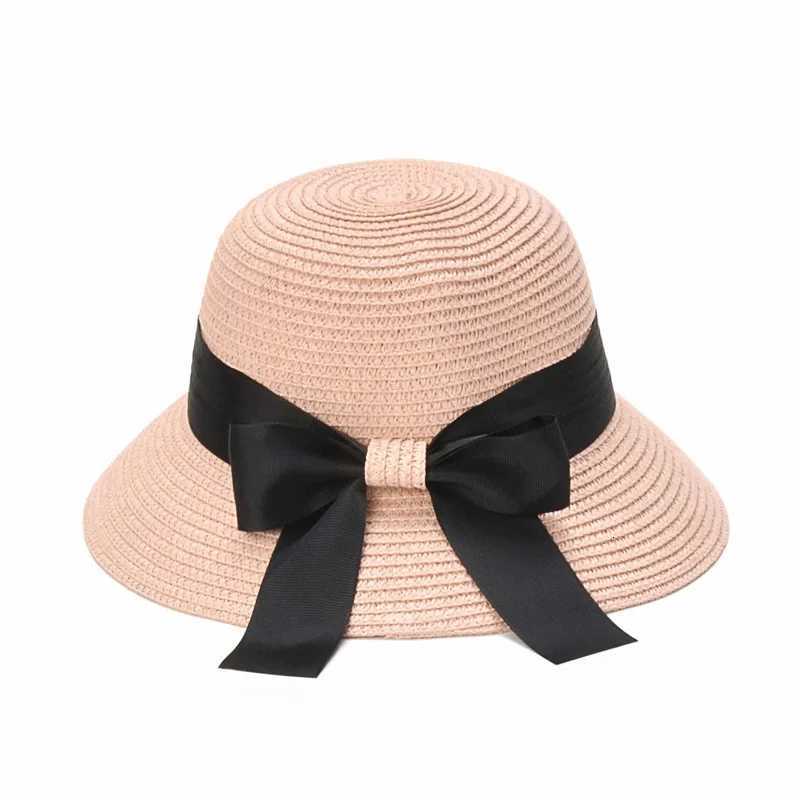 New Summer Parent-Child Straw Cap Women Flower Wreath Bowknot Bucket Hat Girls Outdoor Beach Travel Sunshade Sun Caps H260317 - view 7