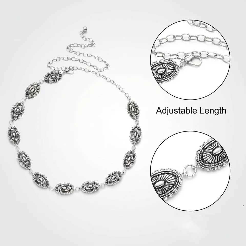 Retro Ethnic Style Metal Waist Chain for Women Geometric Oval Versatile Belt Body Jewelry Dress Jeans Skirt Decor Accessories H260316 - view 6