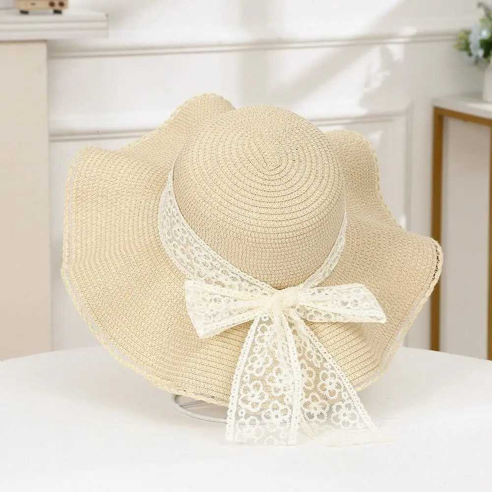New Straw Sun Hat Bow Ribbons UV Protection Beach Hat Portable Wide Brim Straw Cap Women Lace Bow Hat with Sun Visorforthe Beach H260317 - view 7
