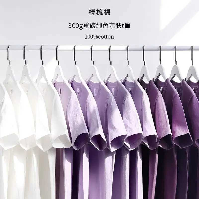 Mens and Womens T-shirts 300G Heavy Gray Round Neck Short-sLeeved T-shirts Womens Basic Pure Cotton Simple M260317