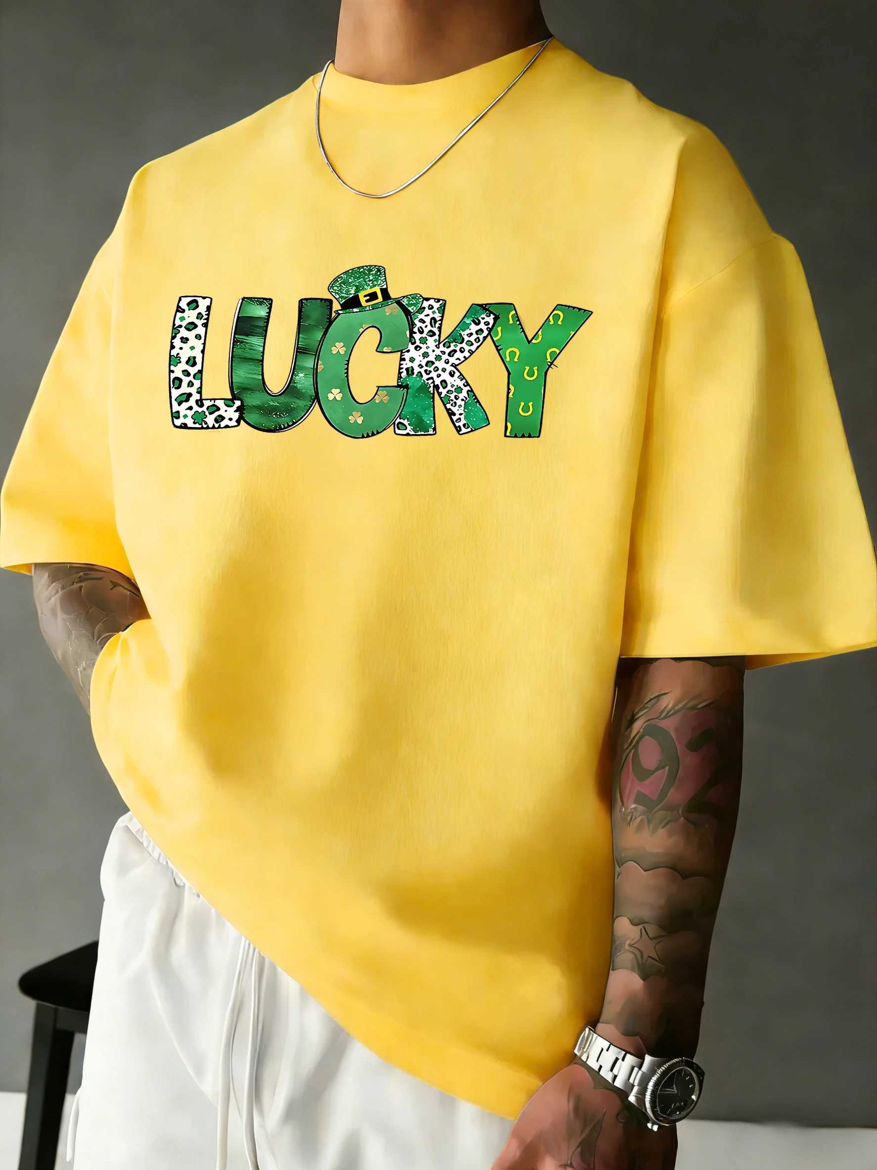 Leopard Fontprint Breathable Daily T-Shirt Man Sport Summer Short SLeeve Cotton Comfortable Tops Casual Loose Sportswear M260317