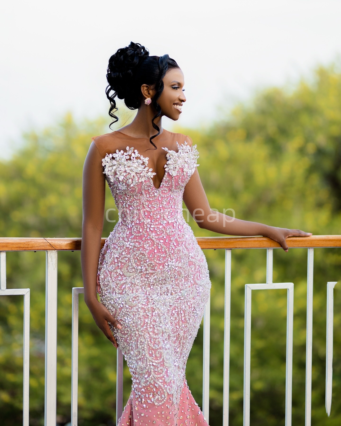 2K26 Pink Prom Dress 2026 Mermaid Prom Dress Crystals Appliques Sheer Neck Sparkly Evening Dresses Birthday Party Formal Receiption Gowns Dresses ZJ07