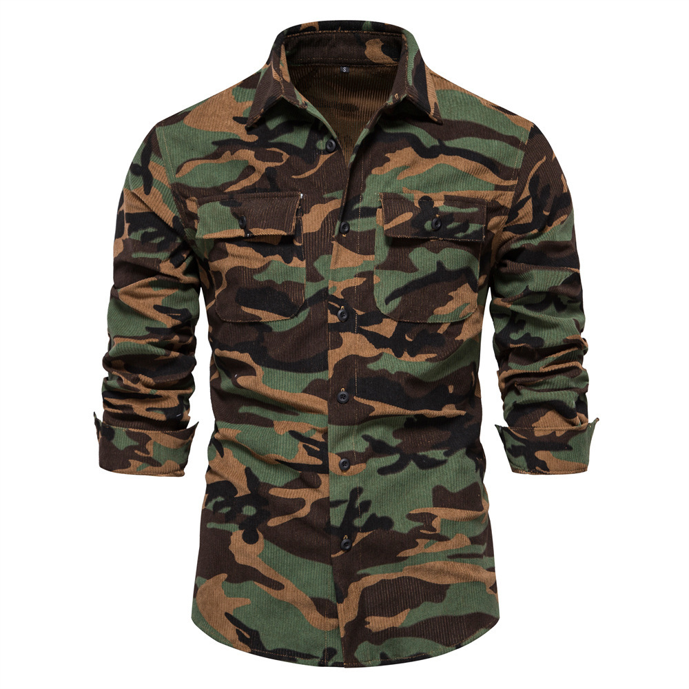 Shirt Hoodie Autumn New Corduroy Shirt For Men Fashion Slim Fit Casual Trendy Long Polo Sleeve Shirt