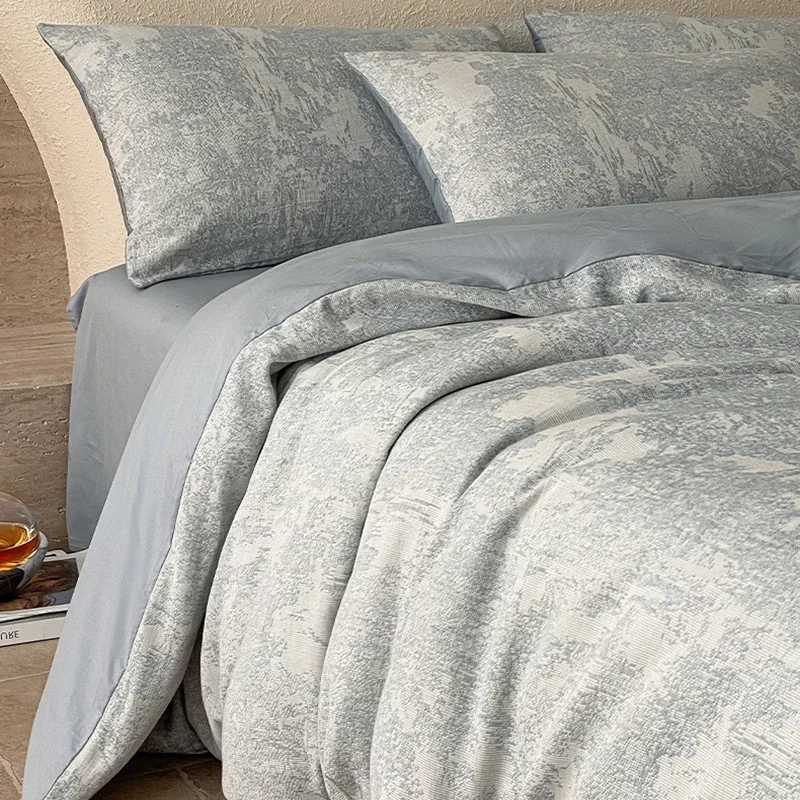 2025 New 3-Layer Yarn Cotton Bedding Set High Quality Jacquard Solid Color Fitted Sheet Super Soft Skin Friendly Bedclothes D260317