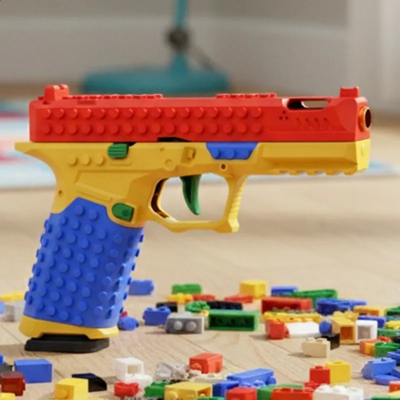 SIG17 Building Blocks Toy Gun Auto Firing Eject Shell Blowback Soft Bullet Pistol Outdoor War Game for Boys Adults Gift 260317